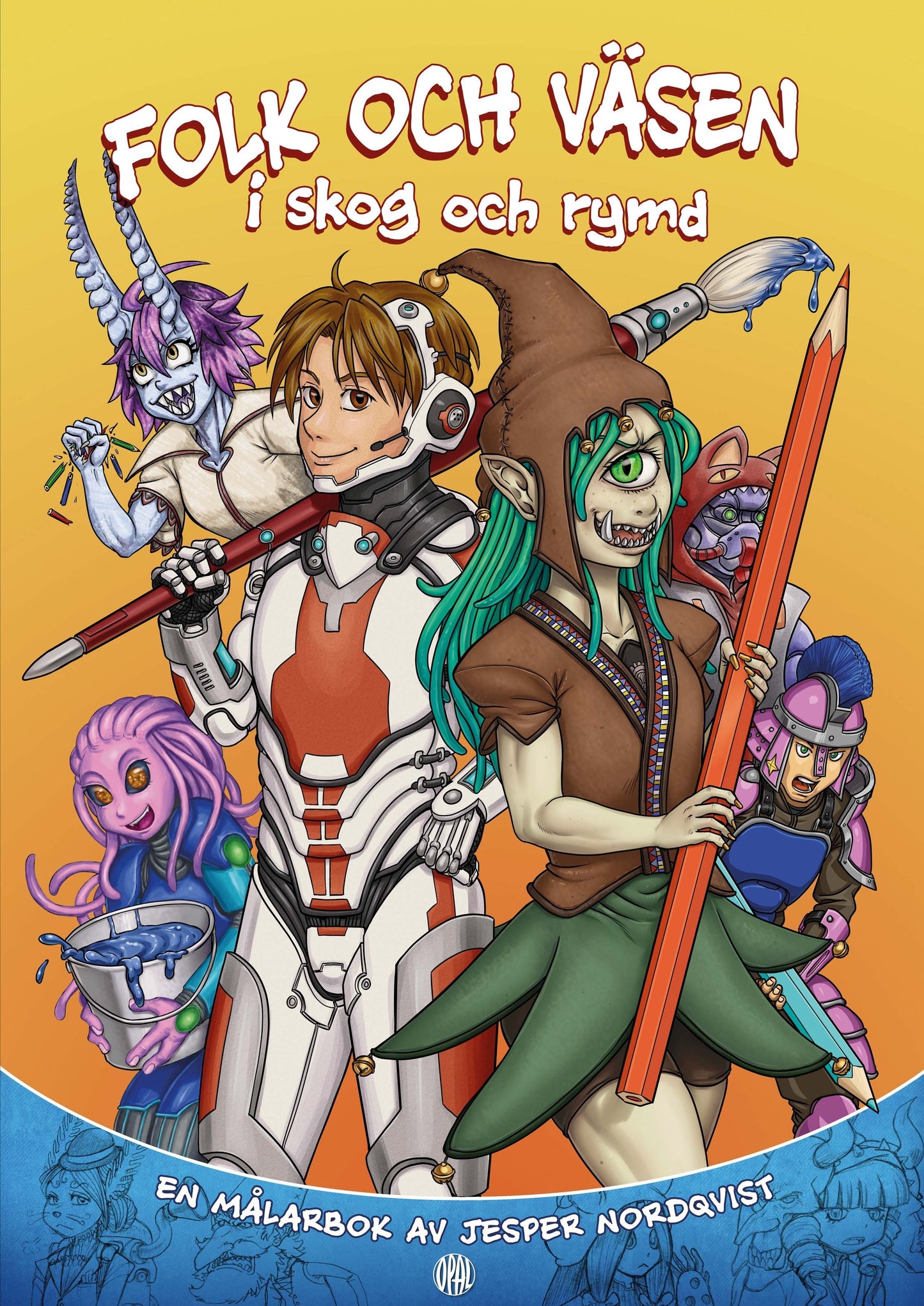 Folk och väsen i skog och rymd: En målarbok av Jesper Nordqvist