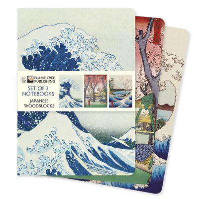 Flame Tree Japanese Woodblocks Set of 3 Standard Notebooks